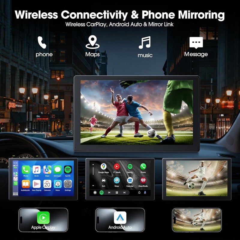 Volam 9" Wireless Carplay Screen for Car with 2.5K + 1080P Dash cam and Backup Camera Support Apple Carplay and Android Auto Car Play with Voice Assistant Bluetooth GPS Navigation AUX - Image 5